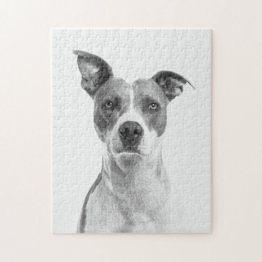 Graustufen-Kurzer Hufhund in Schwarz/Weiß Puzzle (Vertikal)