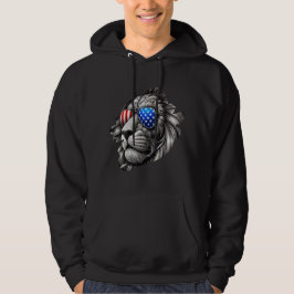Graustufen Lion Art mit amerikanischer Flag Sonnen Hoodie