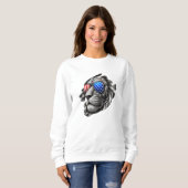 Graustufen Lion Art mit amerikanischer Flag Sonnen Sweatshirt (Vorne ganz)
