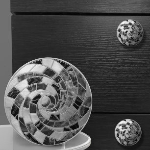 Graustufen-Monochrom-Marmor- und Perlenmosaik Keramikknauf