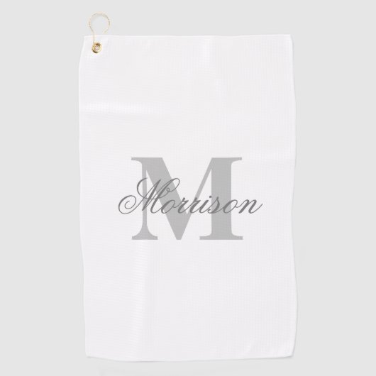 Graustufen-Monogramm Golfhandtuch (Vorderseite)