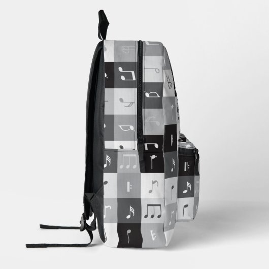Graustufen-Musiknoten Bedruckter Rucksack (Links)