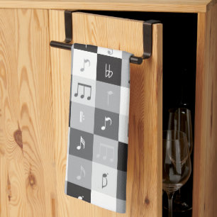 Graustufen-Musiknoten Geschirrtuch