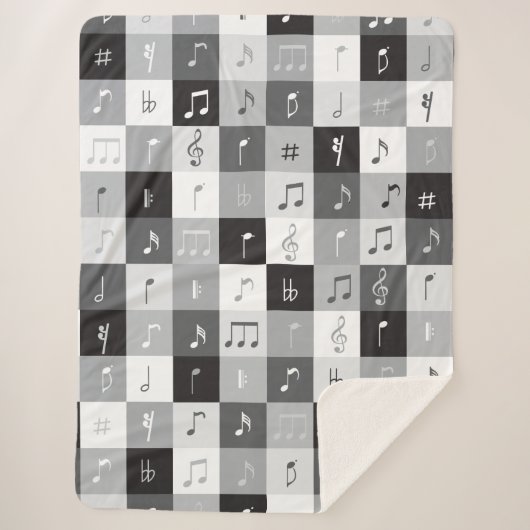 Graustufen-Musiknoten Sherpadecke (Vorderseite)