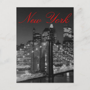 Graustufen New York Script Post Card Postkarte
