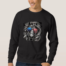 Graustufen Pferdekunst mit amerikanischer Fahne So Sweatshirt