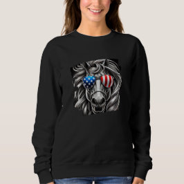 Graustufen Pferdekunst mit amerikanischer Fahne So Sweatshirt