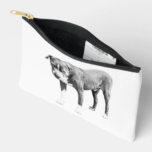 Graustufen Pit Bull Zipper Pouch Zubehörtasche (Offen)