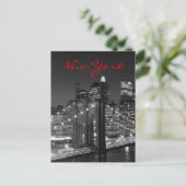 Graustufen Red New York Script Post Card Postkarte (Stehend Vorderseite)