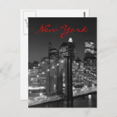 Graustufen Red New York Script Post Card Postkarte (Vorne/Hinten)