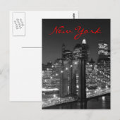 Graustufen Rot New York Schrift Postkarte (Vorne/Hinten)