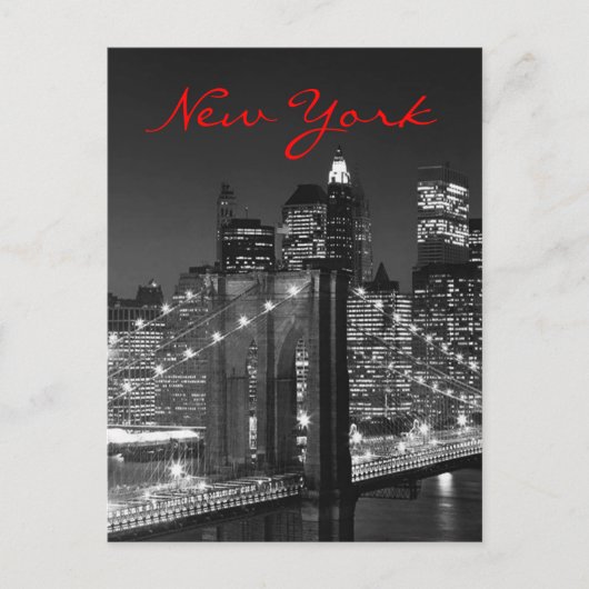 Graustufen Rot New York Schrift Postkarte (Vorderseite)