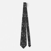 Graustufen-Schaltplanmuster Neck Tie Krawatte (Vorderseite)