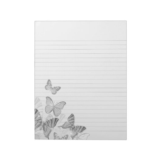 Graustufen-Schmetterlinge Lined Notes Paper Notepa Notizblock (Rotiert)