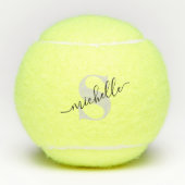 Graustufen-Script-Modern-Monogramm-Personalisiert Tennisbälle (Vorderseite)