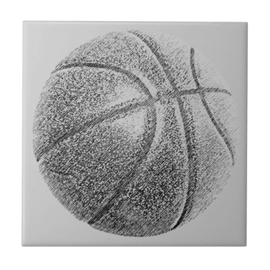 Graustufen-Stift-Effekt Basketball Fliese (Vorderseite)
