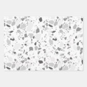 Graustufen Terrazzo Handmade Pattern Geschenkpapier Set (Vorderseite 3)