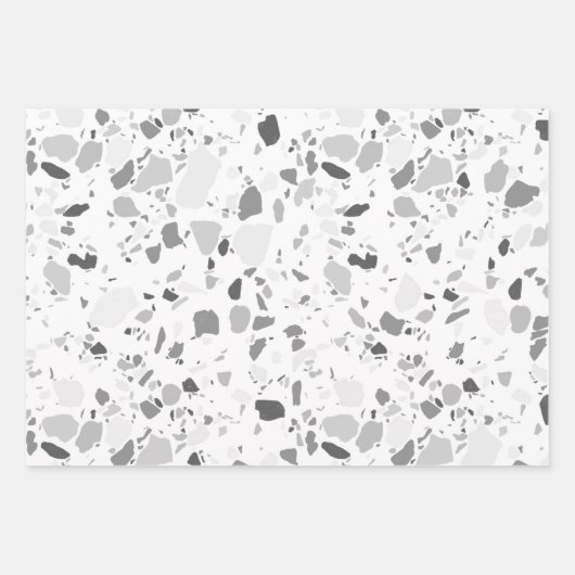 Graustufen Terrazzo Handmade Pattern Geschenkpapier Set (Vorderseite 3)