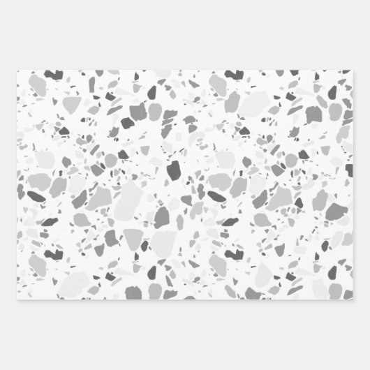 Graustufen Terrazzo Handmade Pattern Geschenkpapier Set (Vorderseite 2)