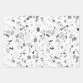 Graustufen Terrazzo Handmade Pattern Geschenkpapier Set (Vorderseite)