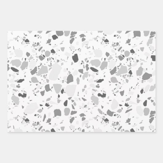 Graustufen Terrazzo Handmade Pattern Geschenkpapier Set (Vorderseite)