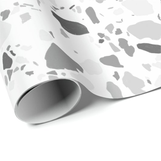 Graustufen-Terrazzo-Papier Geschenkpapier (Rolleneckpunkt)