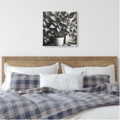 Graustufen-Topf-Pflanze mit riesigen Blätter Leinwanddruck (Insitu (Schlafzimmer))