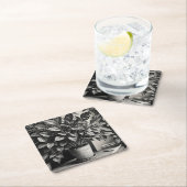 Graustufen-Topf-Pflanze mit riesigen Blätter Rechteckiger Pappuntersetzer (Vor Ort)