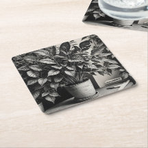 Graustufen-Topf-Pflanze mit riesigen Blätter