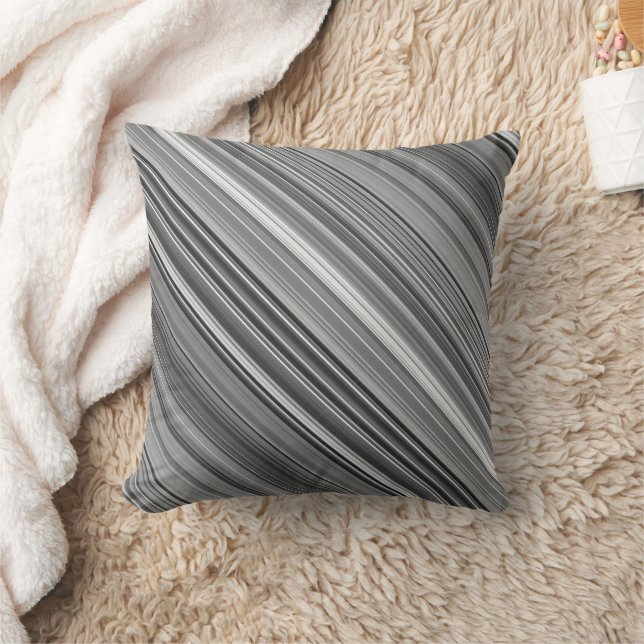 Graustufen- und Karierte Streifen Kissen (Decke)