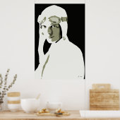 Graustufen-Vektorkunst Amelia Earhart 24" x 36" Poster (Küche)
