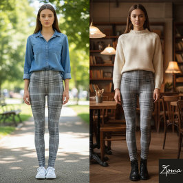 Graustufen-Wiederholung einer mittelgroßen Karo-Te Leggings