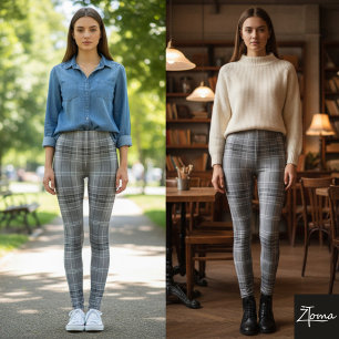 Graustufen-Wiederholung einer mittelgroßen Karo-Te Leggings