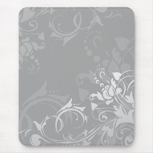 Graustufen Wirbel modernes Blumendesign Mousepad (Vorne)