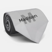 Graustufengeometrie Maschenmuster Monogramm Krawatte (Gerollt)