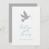 Grautaube Aqua Blue Band Änderung der Hochzeitsplä Einladung (Vorne/Hinten)