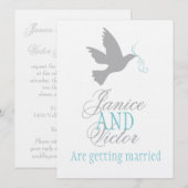 Grautaube blaue Band formelle Ehepaar einladen Einladung (Vorne/Hinten)