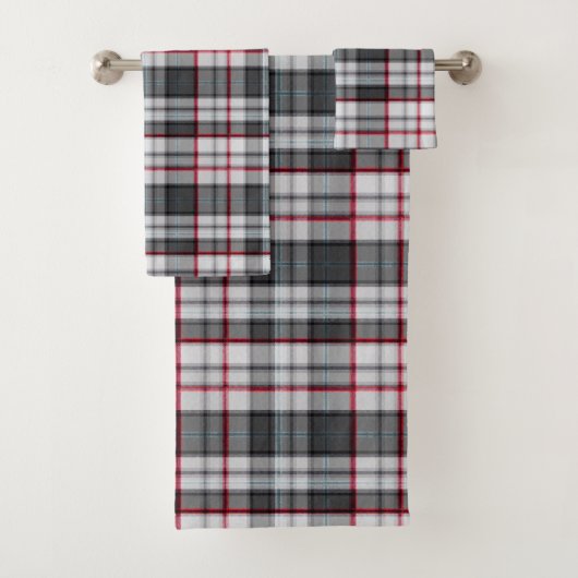 Grautexturierte Tartan kariert Badhandtuch Set (Insitu)