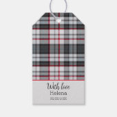 Grautexturierte Tartan kariert Geschenkanhänger (Vorderseite)