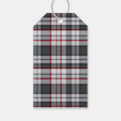 Grautexturierte Tartan kariert Geschenkanhänger (Rückseite)