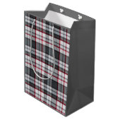 Grautexturierte Tartan kariert Mittlere Geschenktüte (Rückseite Schrägansicht)