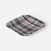 Grautexturierte Tartan kariert Pappteller (Gewinkelt)