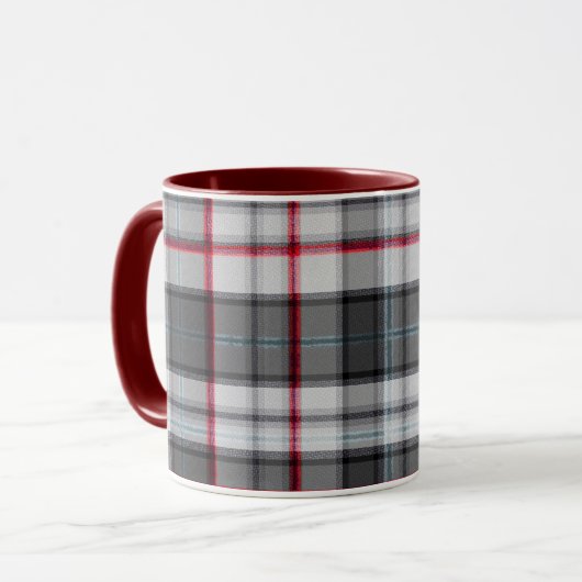 Grautexturierte Tartan kariert Tasse (Vorderseite Links)