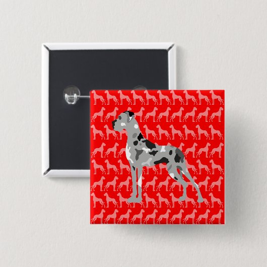 Grautiger Doggensilhouette Button (Vorne & Hinten)