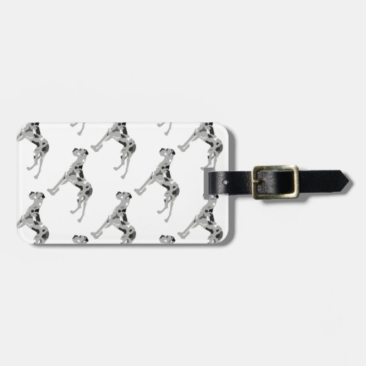 Grautiger Doggensilhouette Gepäckanhänger (Vorderseite horizontal)