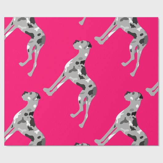 Grautiger Doggensilhouette Geschenkpapier (Flach)