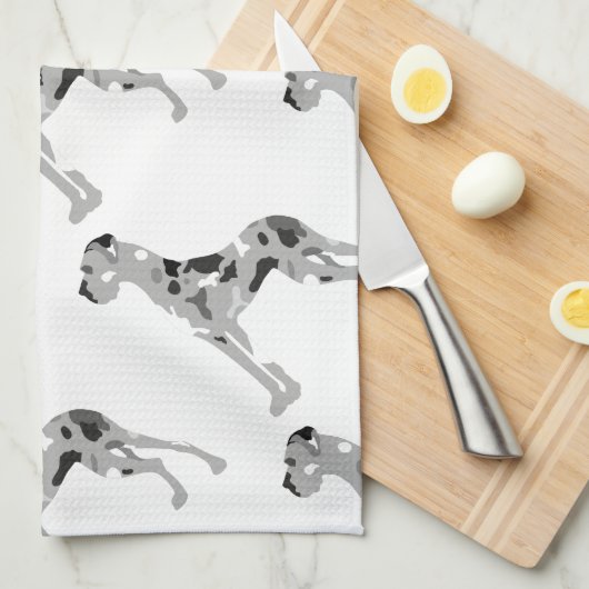 Grautiger Doggensilhouette Geschirrtuch (Viertel Falte)