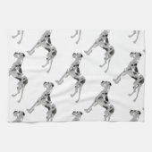 Grautiger Doggensilhouette Geschirrtuch (Horizontal)