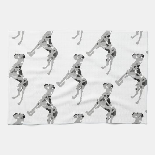 Grautiger Doggensilhouette Geschirrtuch (Horizontal)