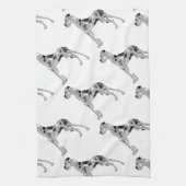 Grautiger Doggensilhouette Geschirrtuch (Vertikal)